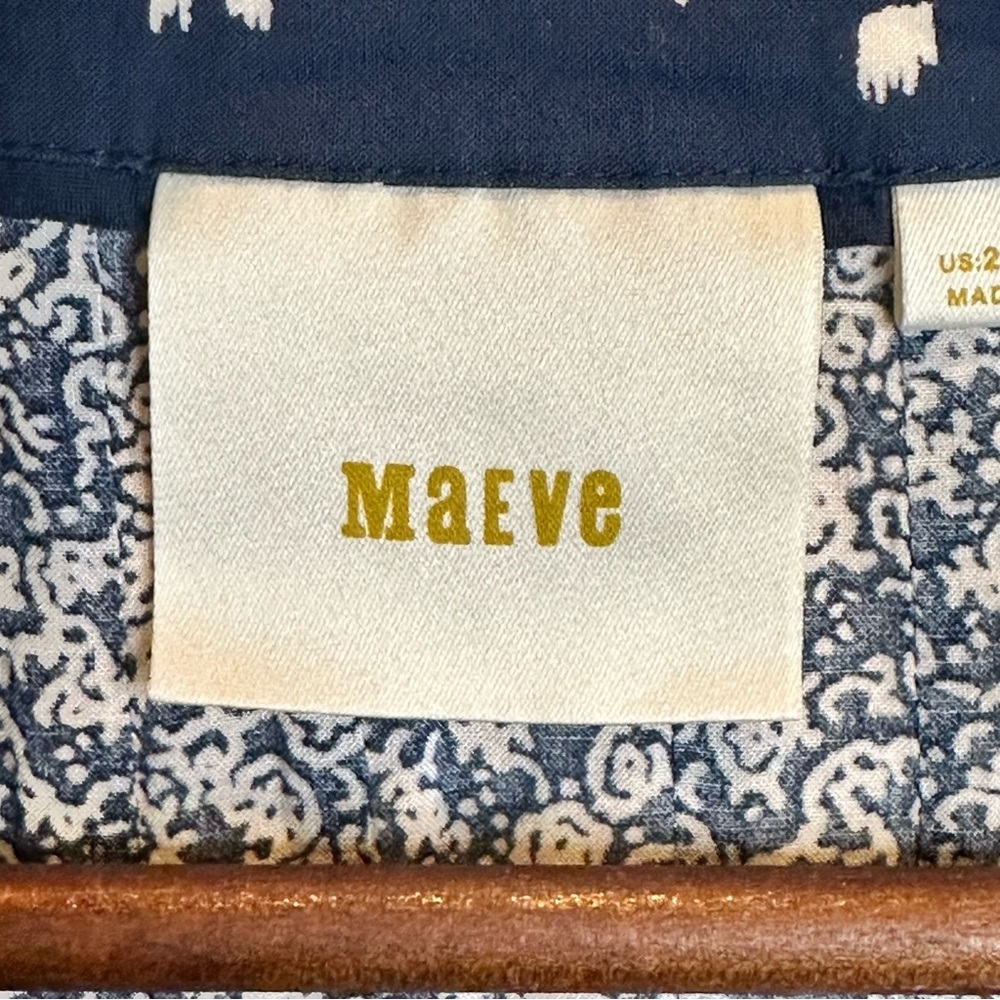 (Sold)ANTHROPOLOGIE MAEVE Hiver Peasant Blue Blouse Lace Detail Size 2 - Picture 7 of 9